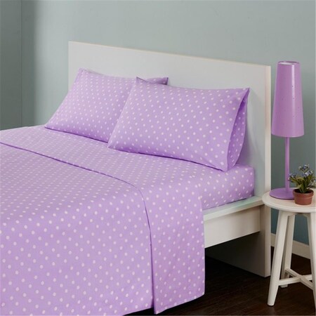 Mi Zone Polka Dot Cotton Sheet Set, Queen, Purple MZ20-420